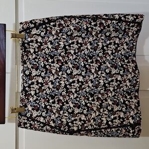 LOFT Black Floral Pencil Skirt